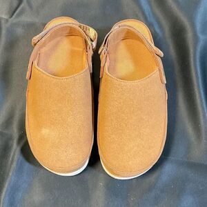 Women’s Brown Slip-On Clog Shoes with Back Strap